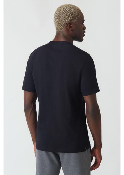 Erkek İpek Apreli Basic Bisiklet Yaka T-Shirt SIYAH TS22Y22011_D99