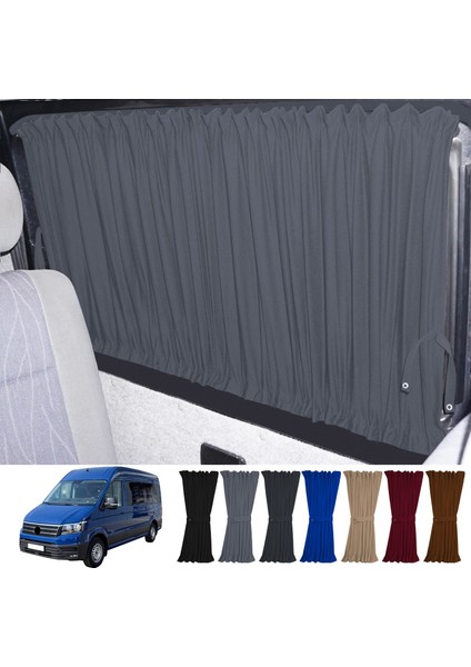 Volkswagen Crafter 2.nesil Uzun Şase 2018+ Uyumlu Gri Raylı Oto Perde Takımı