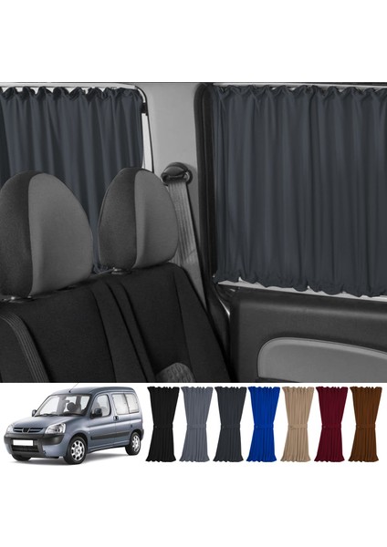 Peugeot Partner 1996-2008 Uyumlu Füme Raylı Oto Perde Takımı