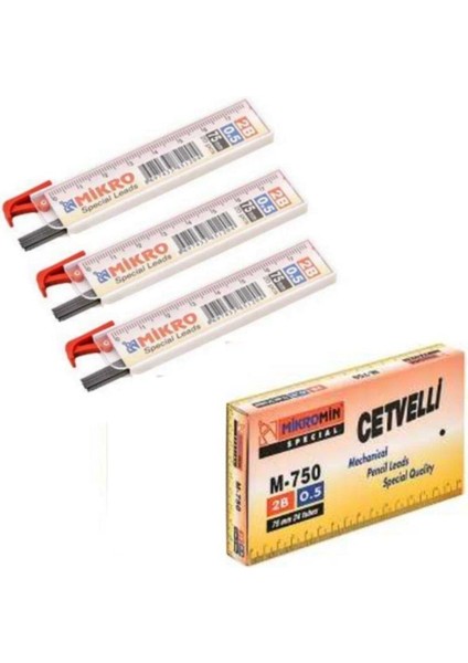 Min 0.5 mm Cetvelli Kalem Ucu 75 mm Uç 3 Adet