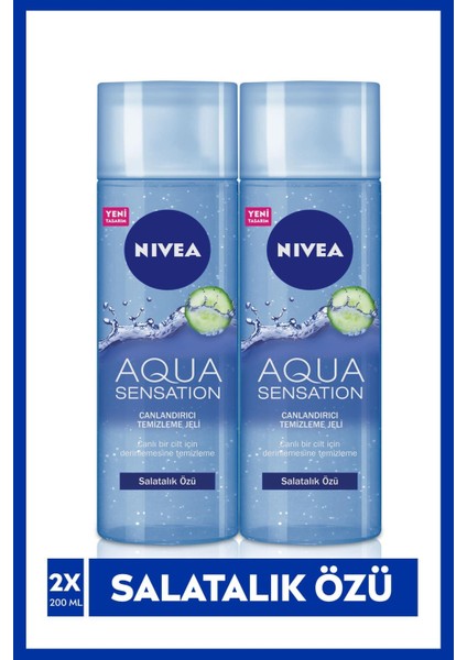 Aqua Sensation Canlandırıcı Yüz Temizleme Jeli 200 Ml,salatalık Özü,etkili Yüz Temizleme X2 Adet