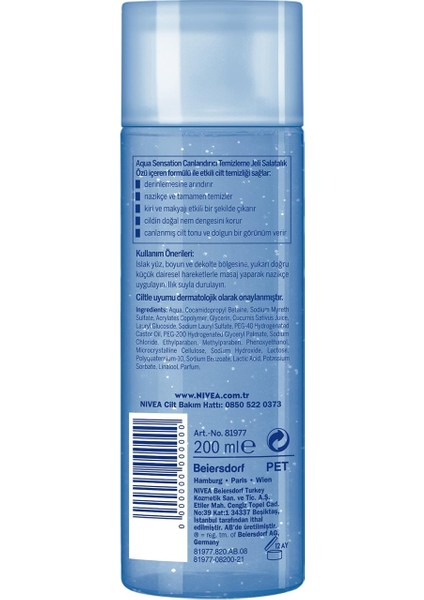 Aqua Sensation Canlandırıcı Yüz Temizleme Jeli 200 Ml,salatalık Özü,etkili Yüz Temizleme X2 Adet