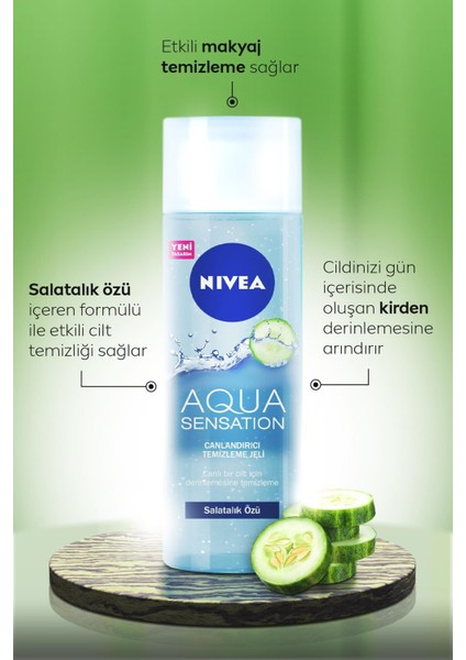 Aqua Sensation Canlandırıcı Yüz Temizleme Jeli 200 Ml,salatalık Özü,etkili Yüz Temizleme X2 Adet