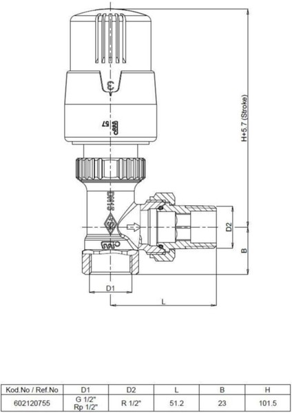 Eca 1/2&quot; Trv4 Termostatik Köşe Radyatör Vanası