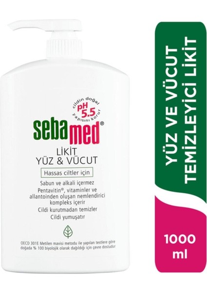 Yüz ve Vücut Temizleyici Likit 1000 ml fırsatları