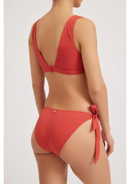 Waffle Kadın Bağlamalı Bikini Alt Terracotta