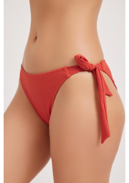 Waffle Kadın Bağlamalı Bikini Alt Terracotta