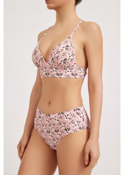 Flowers Kadın Bikini Üst Pudra