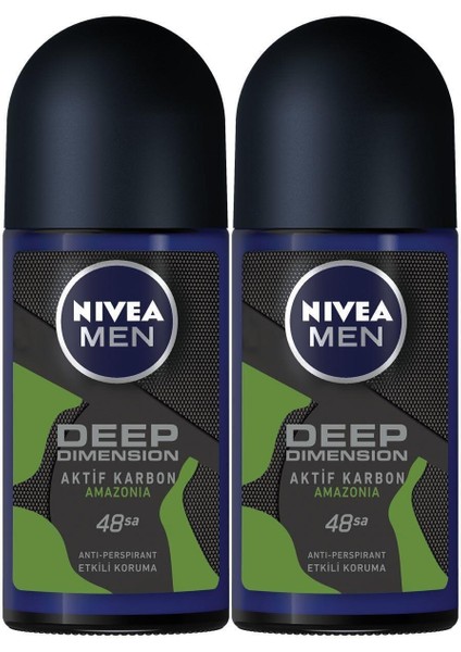 Men Deep Dimension Amazonia Deodorant Roll-On 50 ml 2'li