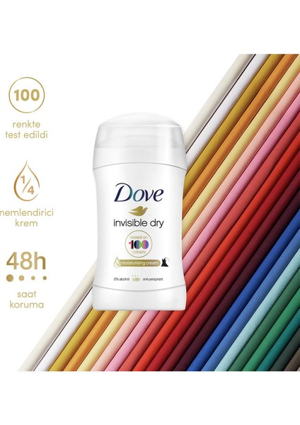 Kadın Stick Deodorant Invisible Dry 1/4 Nemlendirici Krem Etkili 40 G x 2 Adet indirimleri