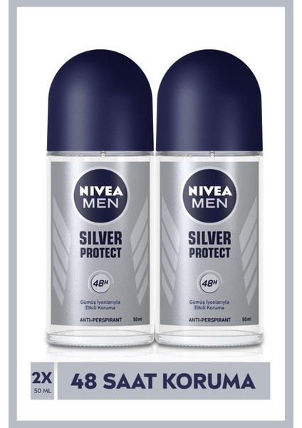 Men Silver Protect Erkek Deodorant Roll-On 50 ml X2 Adet,gümüş Iyonlarıyla 48 Saat Koruma