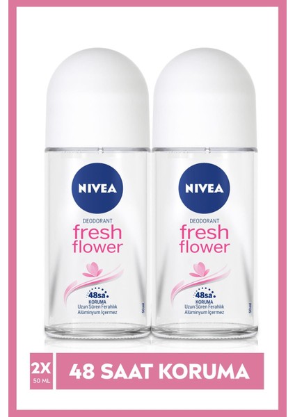 Kadın Roll On Deodorant Fresh Flower,48 Saat Koruma 50 ml X2 Adet,taze Çiçek Kokusu