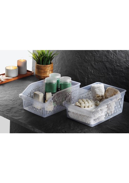 Buzdolabı Sepeti Istiflenebilir Kutu Dolap Içi Organizer 6 Adet Sepet Şeffaf 30X20X13 cm No:3