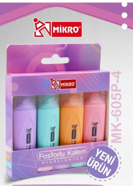 Fosforlu Kalem 4 Renk MK-605P