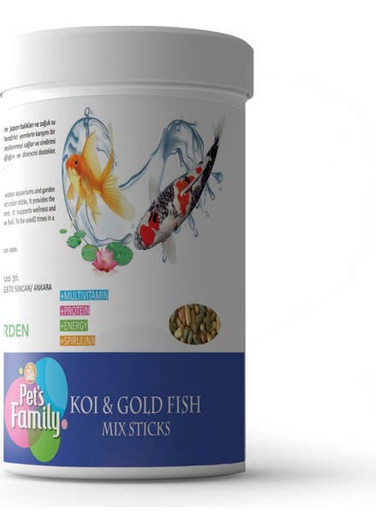 Pets Family Koı & Gold Fısh Mıx Stıcks 1L/100G