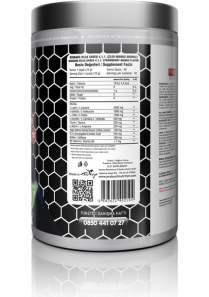 Protouch Nutrition Bigbang Shred Bcaa 4.1.1 Yeşil Elma Aromalı