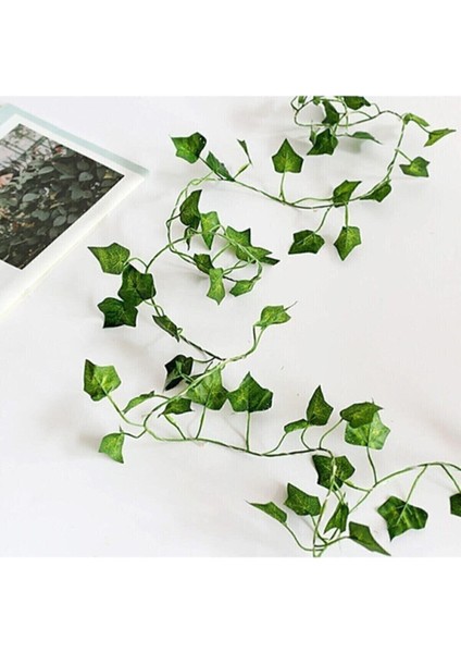 220 cm Dekoratif Yeşil Yapraklı Yapay Sarmaşık Yılbaşı Süsü Ledsiz