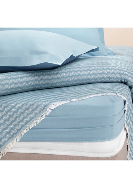 Bedding Gwen Çift Kişilik Pike Takımı - Buz Mavisi