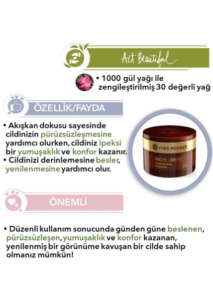 Yves Rocher Riche Creme - Besleyici Yenileyici Gündüz Kremi - 50 ml