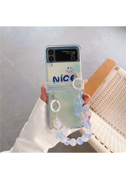For Samsung Galaxy Z Flip 4 Gülümseyen Yüz Deseni Dıy Bilezik Cep Telefonu Kılıfları (Yurt Dışından)
