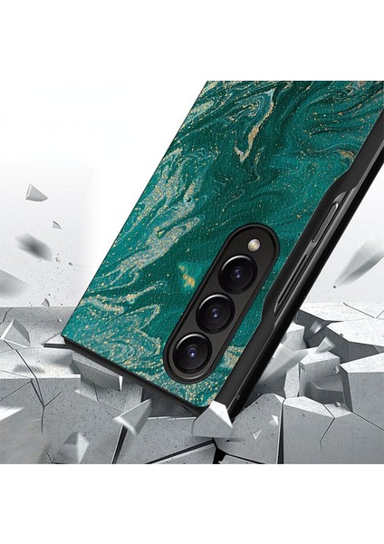 For Samsung Galaxy Z Fold 3 Mermer Desen Deri Desen Cep Telefonu Kılıfları (Yurt Dışından)