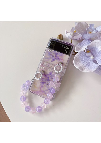 For Samsung Galaxy Z Flip 3 Mermer Desen Dıy Bilezik Cep Telefonu Kılıfları (Yurt Dışından)