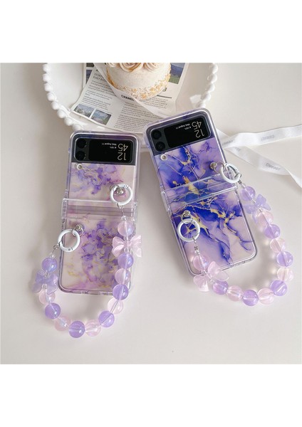 For Samsung Galaxy Z Flip 3 Mermer Desen Dıy Bilezik Cep Telefonu Kılıfları (Yurt Dışından) modelleri