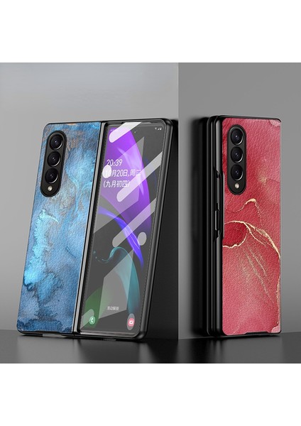 For Samsung Galaxy Z Fold 4 Mermer Desen Deri Desen Cep Telefonu Kılıfları (Yurt Dışından) fiyatları