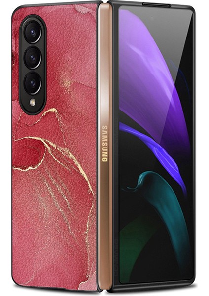 For Samsung Galaxy Z Fold 4 Mermer Desen Deri Desen Cep Telefonu Kılıfları (Yurt Dışından)