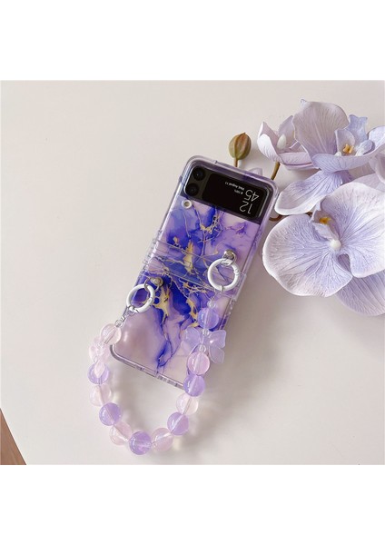 For Samsung Galaxy Z Flip 3 Mermer Desen Dıy Bilezik Cep Telefonu Kılıfları (Yurt Dışından)