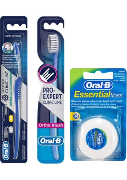 Arayüz Diş Fırçası + Ortodontik Diş Fırçası 35 Soft + Essential Floss Diş Ipi 50 M