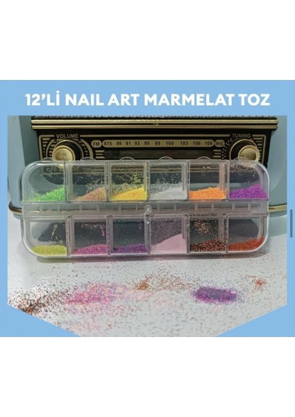 Tırnak Tozu 12 Bölmeli Nail Art Süsleme (Kum Kıvamında)