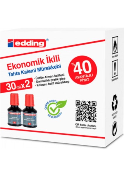 Tahta Kalemi Mürekkebi 30 ml 2 Adet Kırmızı