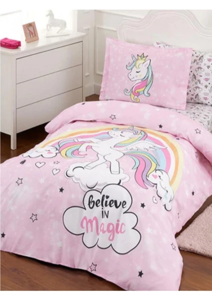 Unicorn Pembe Tek Kişilik Nevresim Takımı