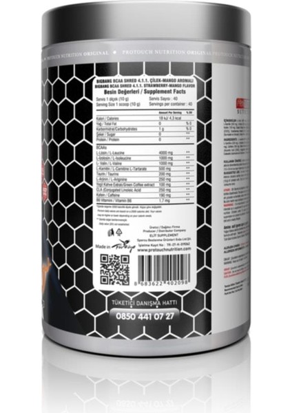 Protouch Nutrition Bigbang Shred Bcaa 4.1.1 Çilek Mango Aromalı