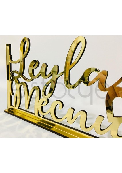 Masaüstü Pleksi Isimlik Söz Nişan Kına Düğün Gold 30X20CM