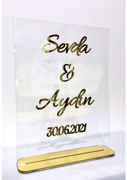 Masaüstü Pleksi Isimlik Gold Düğün, Kına, Nişan, Söz