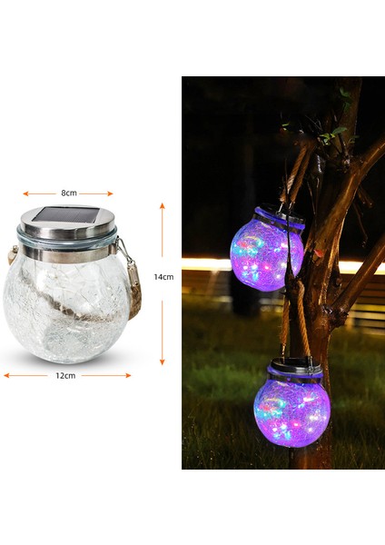 Güneş Işığı Açık Bahçe Lambası Ev Balkon Dekoratif Bakır Tel LED Noel Manzara Cam Çatlak Top Asılı Işık (Yurt Dışından)