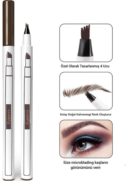Microblading Etkili Kalıcı Kaş Kalemi Tırtıklı Uclu Kahverengi