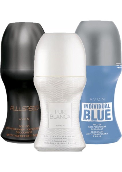 Full Speed Roll-On Deodorant +Blue Roll-On Deodorant+Pur Blanca Roll On Deodorant 3 Adet Roll-On