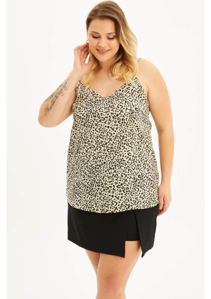 İp Askılı Desenli Bluz