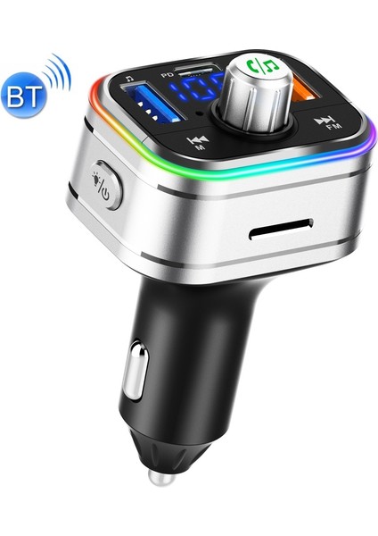 Pd3.0 Hızlı Şarj Araba Bluetooth Mp3 Ler Serbest Oyuncu (Gümüş Rengi) (Yurt Dışından)