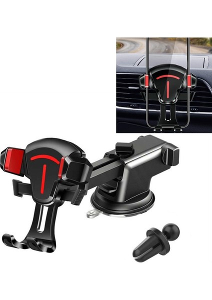 2 Adet Araba Telefon Tutucusu Enstrüman Pan+Hava Outlet Kırmızı (Yurt Dışından)