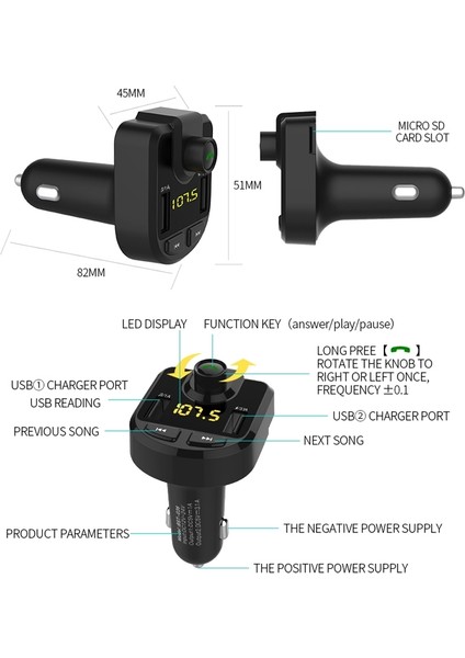 BT36 Bluetooth Hands- Arama Kablosuz Müzik Çalar (Yurt Dışından)