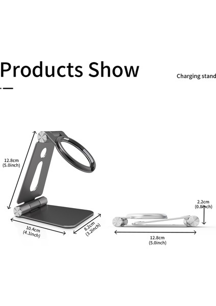 Çift Eksenli Katlanır Kablosuz Şarj Standı Tutucu Gümüş (Yurt Dışından)