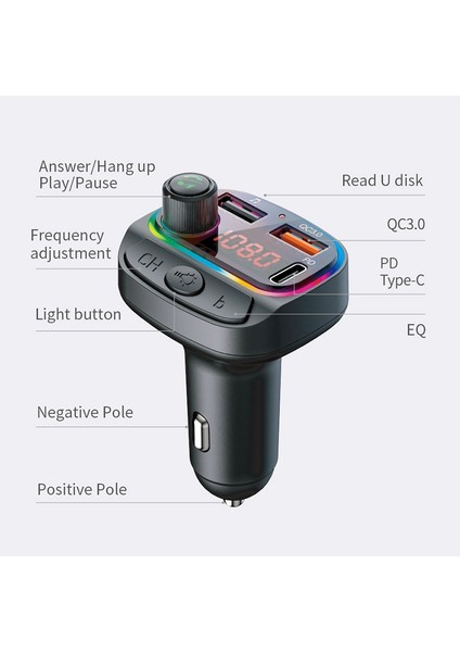 C14 Çok Fonksiyonlu Araba Çift USB Şarj Cihazı (Yurt Dışından)