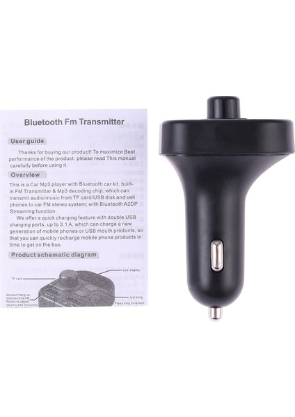 Yue Store 805E Çift USB Şarj Bluetooth Fm Verici (Black) (Yurt Dışından)