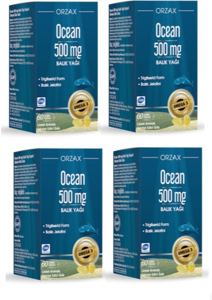 Ocean Saf Omega 3 Balık Yağı 500 Mg 60 Kapsül X4 Adet