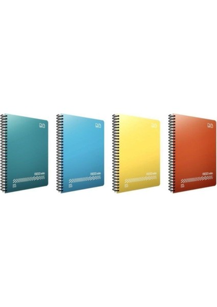 Fresco Spiralli Pp Kapak A4 96 Yaprak Defter Seti - 2 KARELI(96YP), 2 Çizgili(80 Yp) 4'lü