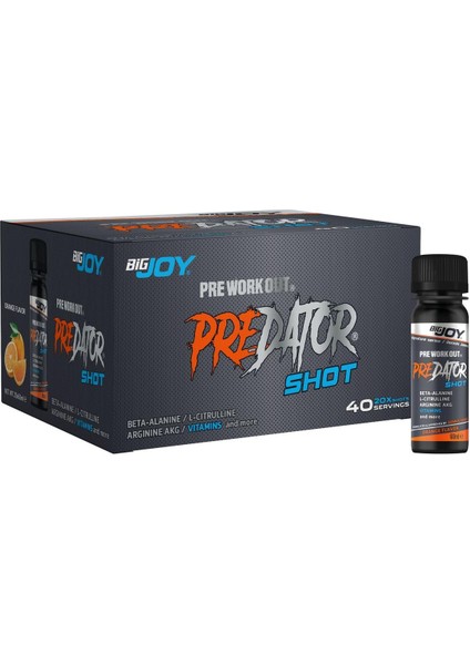 Predator Pre-Workout 20' Li Shot Portakal 20×60ml Preworkout Güç Ve Performans Aminoasit Bıgjoy